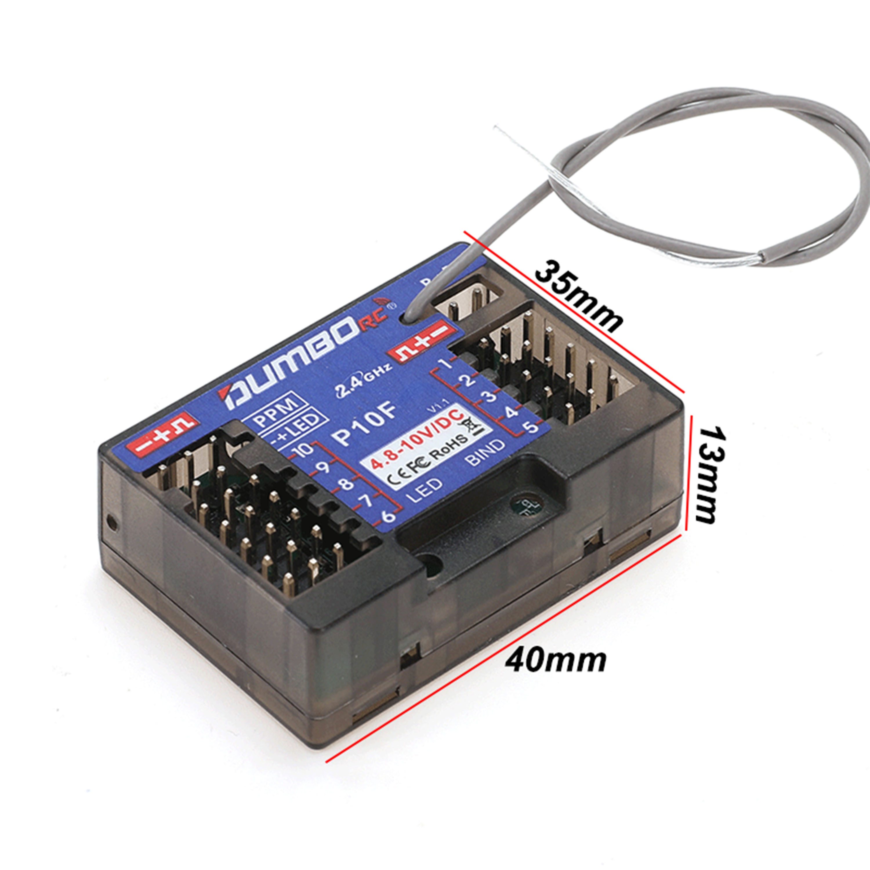 DUMBORC P10F P10FG 10CH 2.4 جي - مراجعة Drone Racing Receiver وسعره